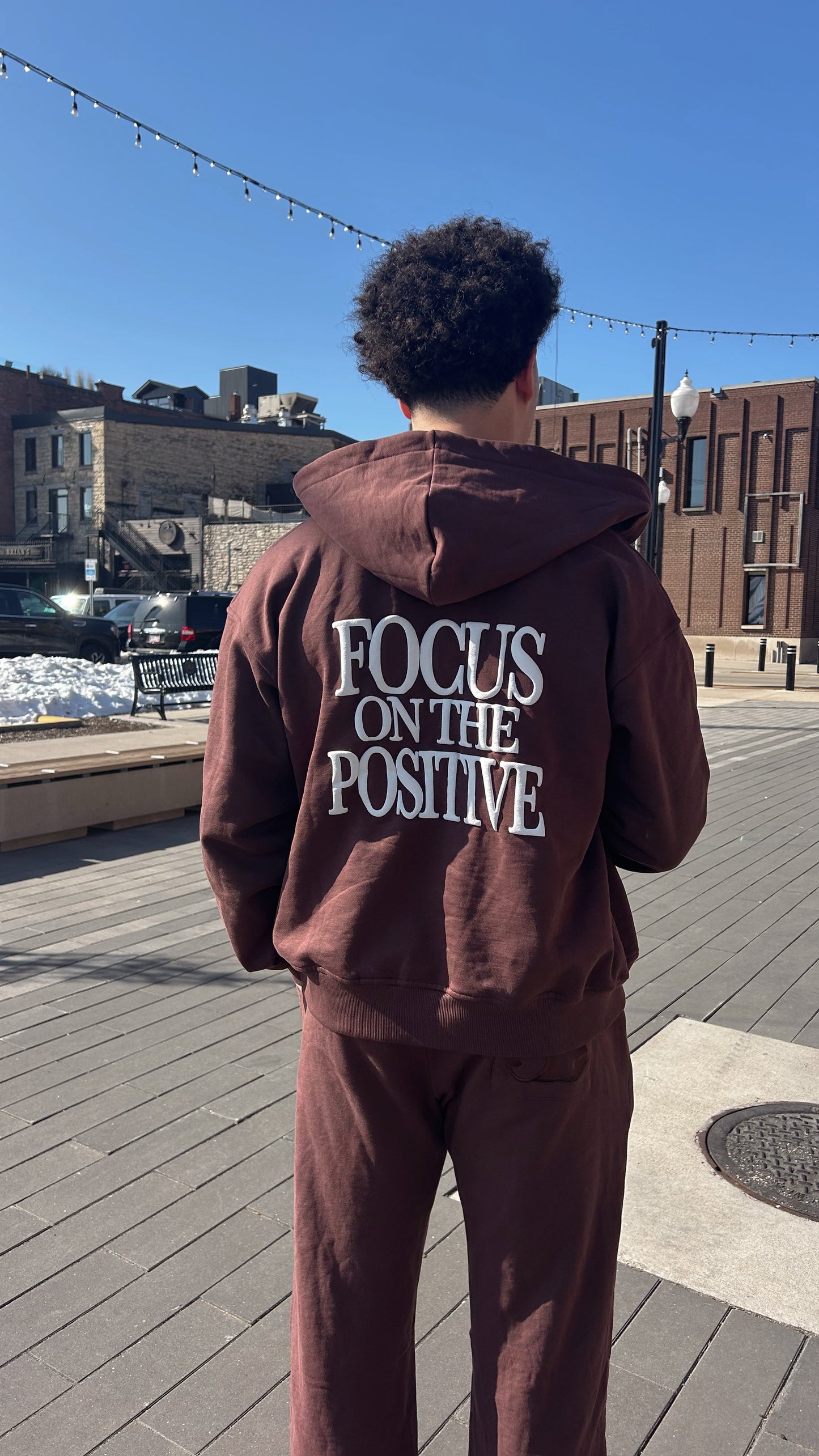 Focus On the Positive Brown Zip Up
