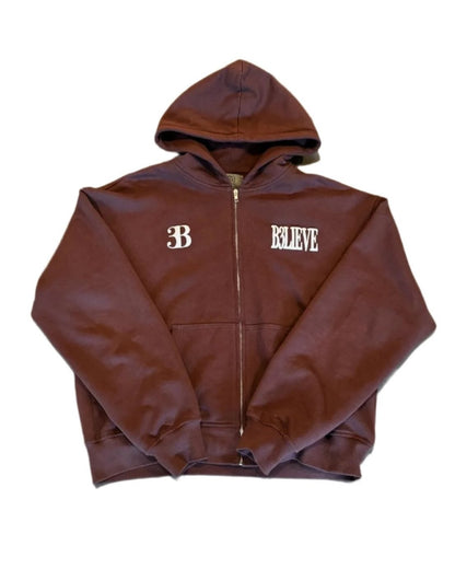 Focus On the Positive Brown Zip Up